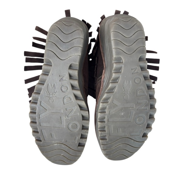 Fly London Yank Fringe Ankle Boot Lace Up Booties Brown SUEDE Size 40 US 9 / 9.5 - Picture 11 of 16